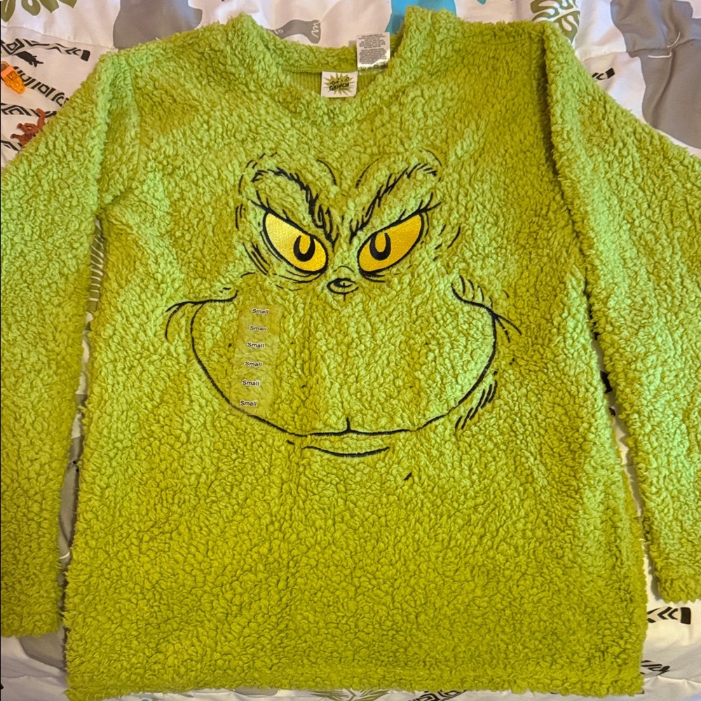 Dr. Seuss Lime Green Grinch Fuzzy Sweatshirt